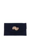 Sorento Envelope Suede Layered Ribbon Clutch Bag, Navy