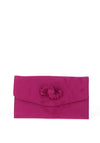Sorento Envelope Suede Layered Ribbon Clutch Bag, Techno Pink
