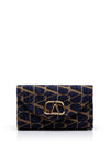 Sorento Peterstone Velvet Feel Patterned Clutch Bag, Navy