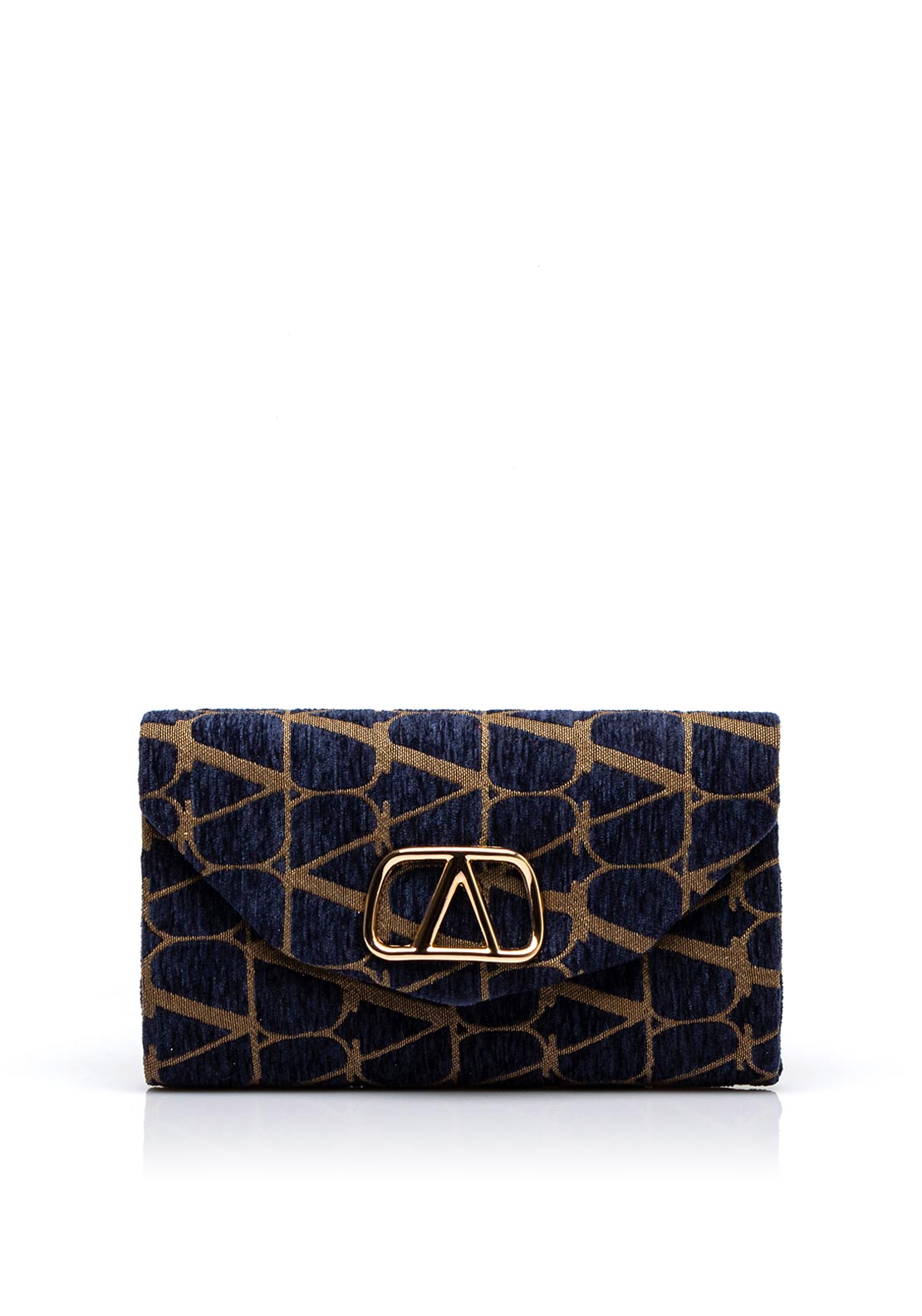 Sorento Peterstone Velvet Feel Patterned Clutch Bag, Navy