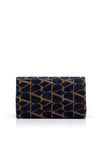 Sorento Peterstone Velvet Feel Patterned Clutch Bag, Navy