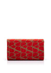 Sorento Peterstone Velvet Feel Patterned Clutch Bag, Red