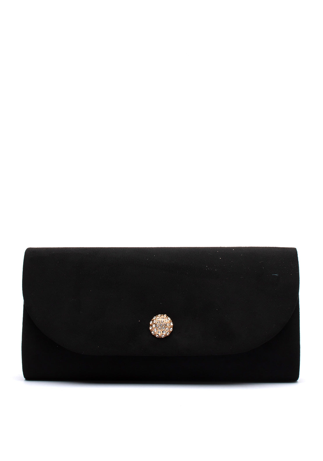 Sorento Riverbank Soft Touch Embellished Broch Clutch Bag, Black