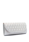 Sorento Woodford Embellished Shimmery Clutch Bag, Silver
