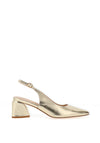 Sorento Dromhall Pointed Toe Sling Back Low Heels, Gold