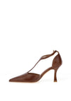 Sorento Garden Morris T-Bar Heled Court Shoes, Tan