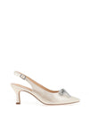 Sorento Marlfield Shimmering Bow Sling Back Heels, Pearl