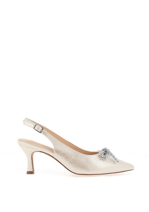 Sorento Marlfield Shimmering Bow Sling Back Heels, Pearl