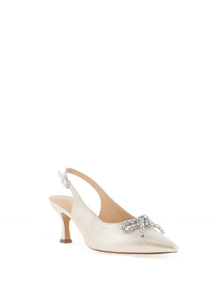 Sorento Marlfield Shimmering Bow Sling Back Heels, Pearl