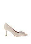 Sorento Meadow Point Brooch Detailed Court Heels, Cream