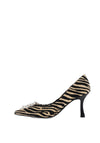 Sorento Meadow Point Brooch Detailed Court Heels, Black & Beige