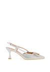 Sorento Morelto Encrusted Sling Back Heels, Silver
