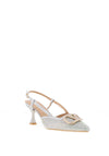 Sorento Morelto Encrusted Sling Back Heels, Silver