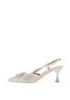 Sorento Morelto Encrusted Sling Back Heels, Silver