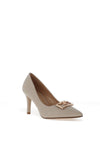 Sorento Monart Textured Brooch Court Heels, Pearl