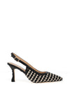 Sorento Blissful Hill Crochet Net Sling Back High Heels, Black
