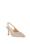 Sorento Blissful Hill Crochet Net Sling Back High Heels, Cream