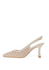 Sorento Blissful Hill Crochet Net Sling Back High Heels, Cream