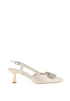 Sorento Wrights Metallic Diamante Bow Heels, Pearl
