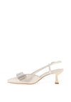 Sorento Wrights Metallic Diamante Bow Heels, Pearl