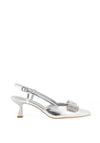 Sorento Wrights Metallic Diamante Bow Heels, Silver