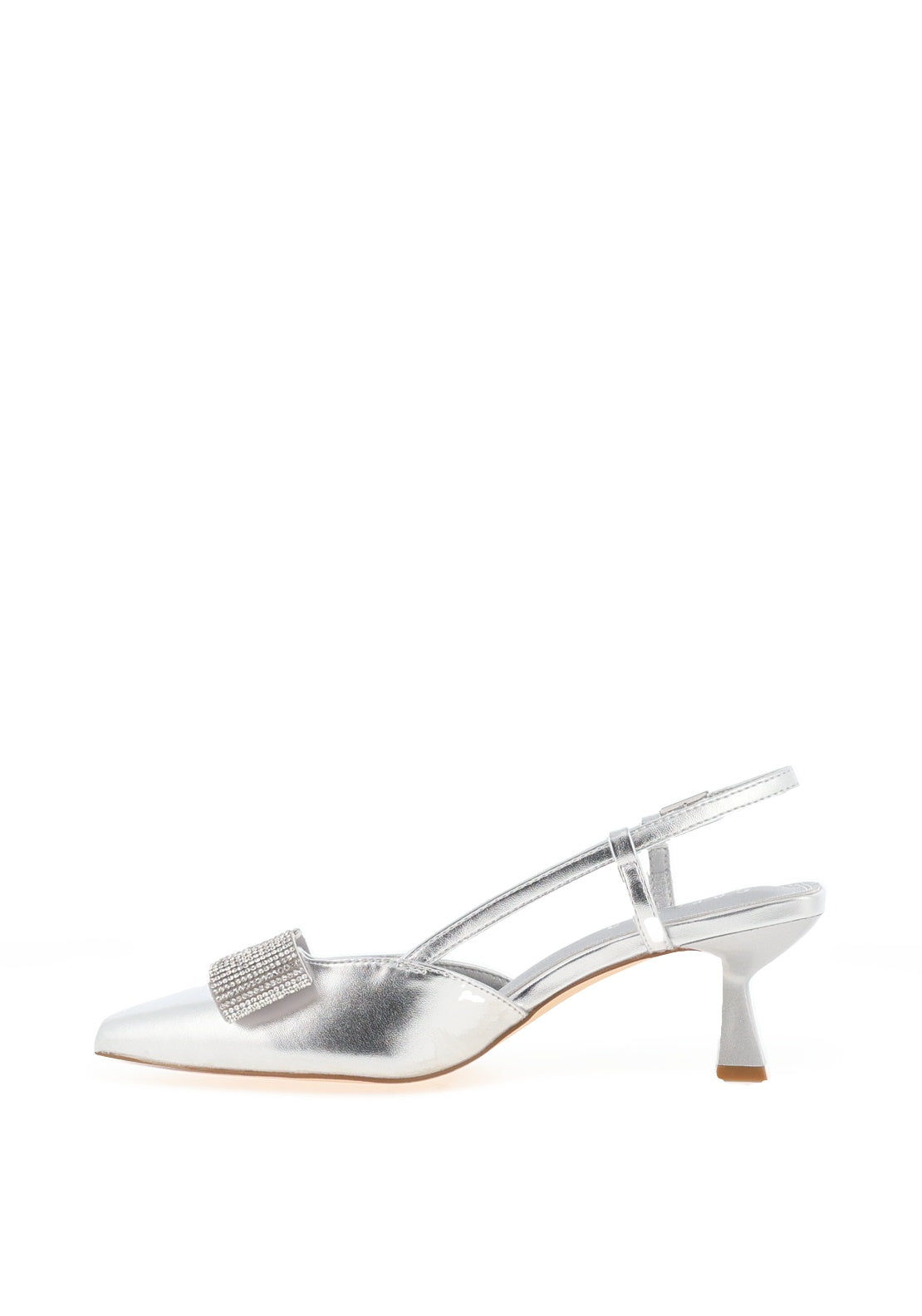 Sorento Wrights Metallic Diamante Bow Heels, Silver