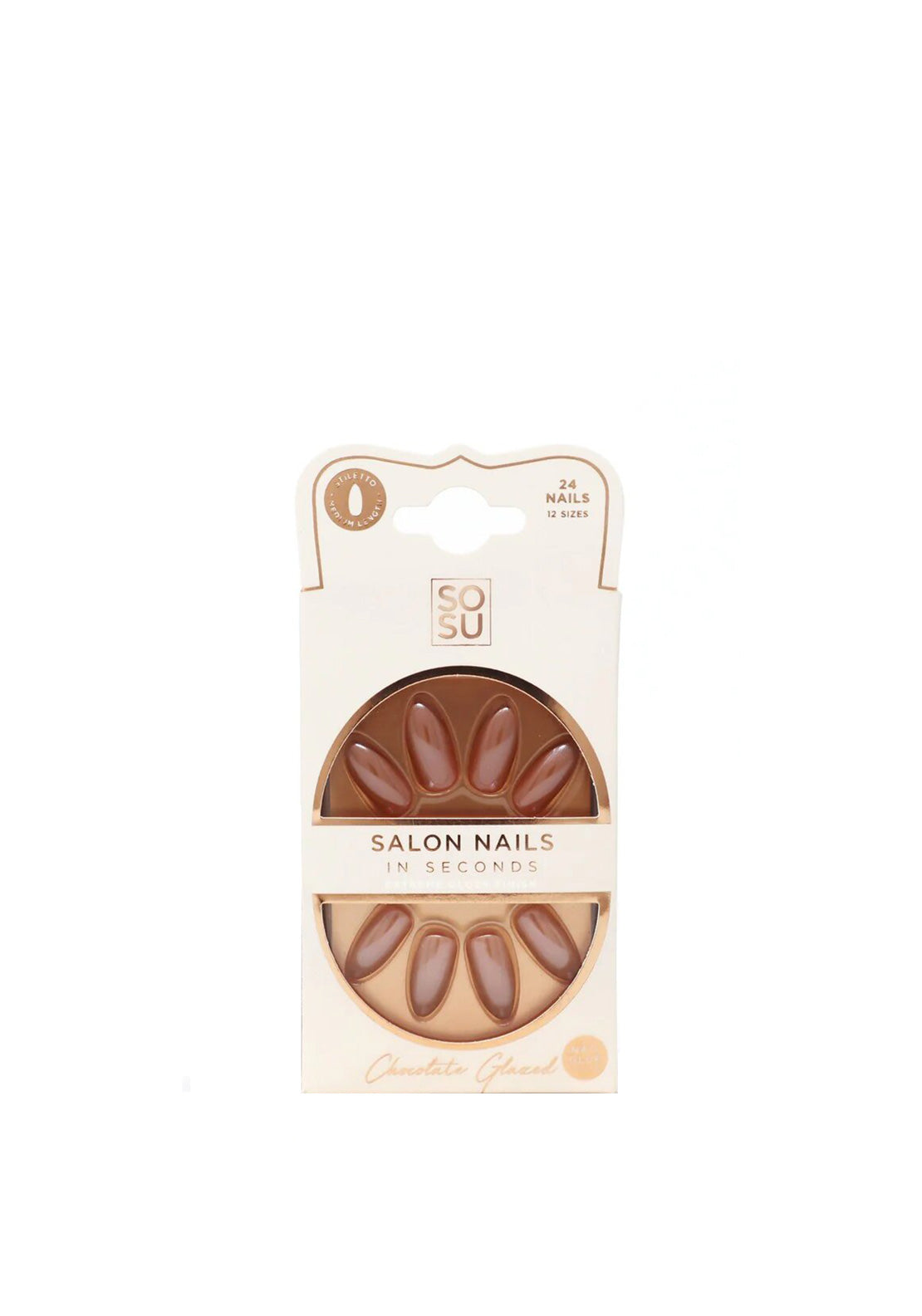 SoSu Salon Nails Stiletto 24 Pack, Chocolate Gazed