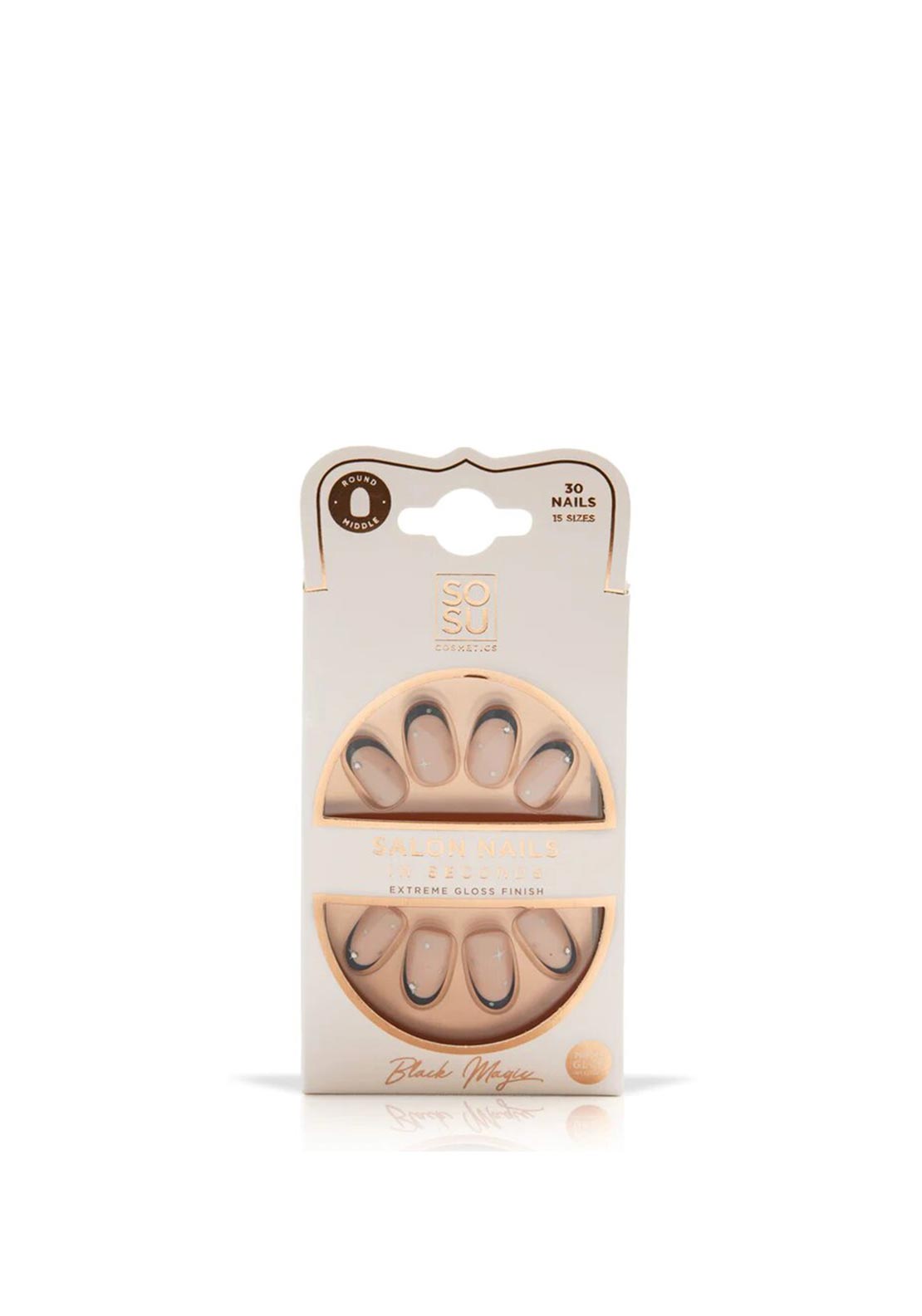 SoSu Salon Nails in Seconds Round 30 Pack, Black Magic