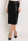 Soyaconcept Beckie Faux Leather A-Line Midi Skirt, Black