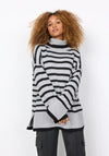 Soyaconcept Heike Roll Neck Striped Sweater, Light Grey