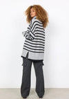 Soyaconcept Heike Roll Neck Striped Sweater, Light Grey
