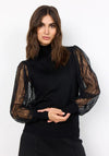 Soyaconcept Dollie Sheer Lace Sleeve Top, Black
