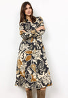 Soyaconcept Tamaya Floral Print Midi Shirt dress, Camel