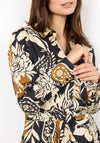 Soyaconcept Tamaya Floral Print Midi Shirt dress, Camel