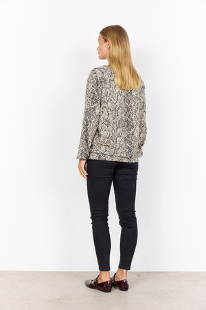 Soya Concept Violet V-Neck Blouse, Navy