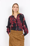 Soya Concept Vaike V-Neck Floral Print Blouse, Black Multi