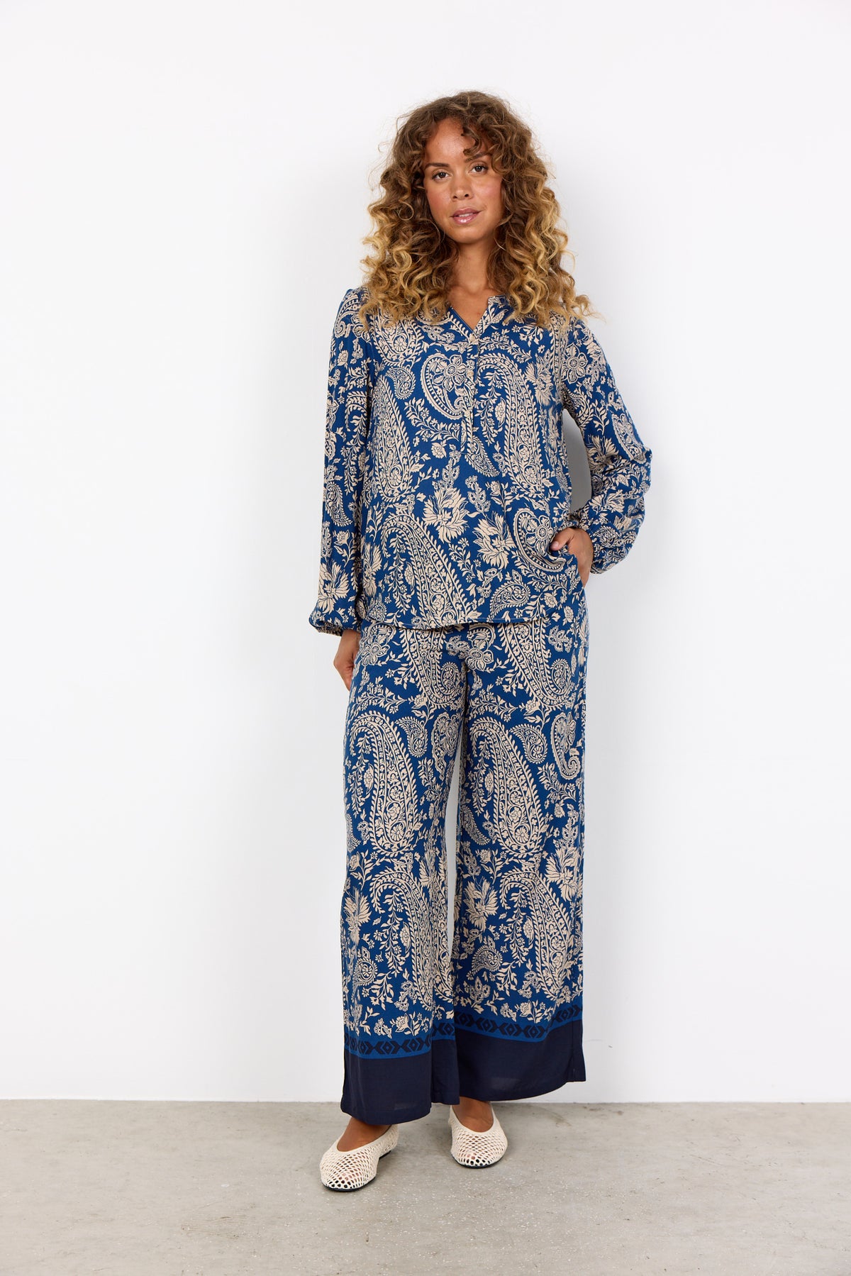 Soya Concept Valgerda V-Neck Blouse, Blue
