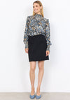 Soyaconcept Vava Floral Shirred High Neck Blouse, Navy
