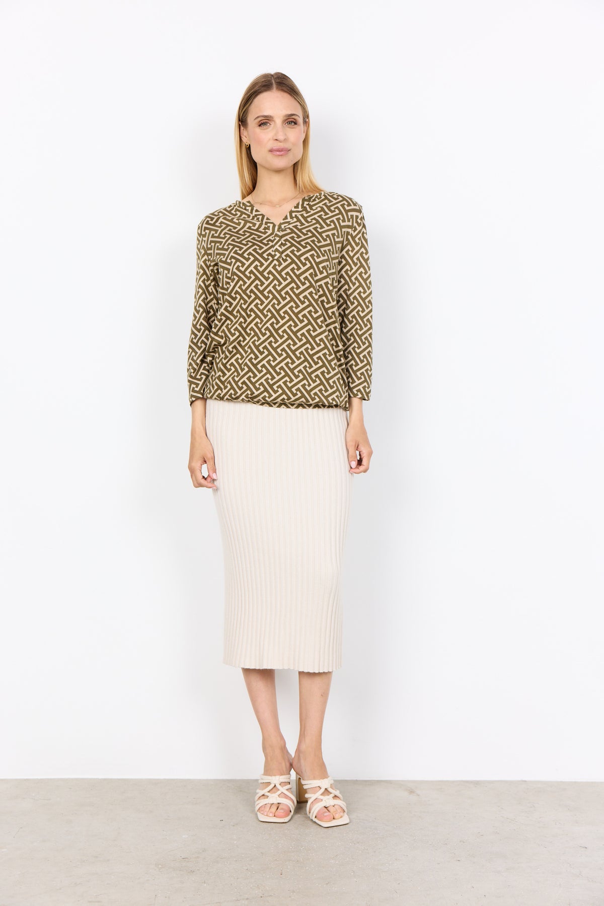 Soya Concept Felicity Abstract Blouse, Brown