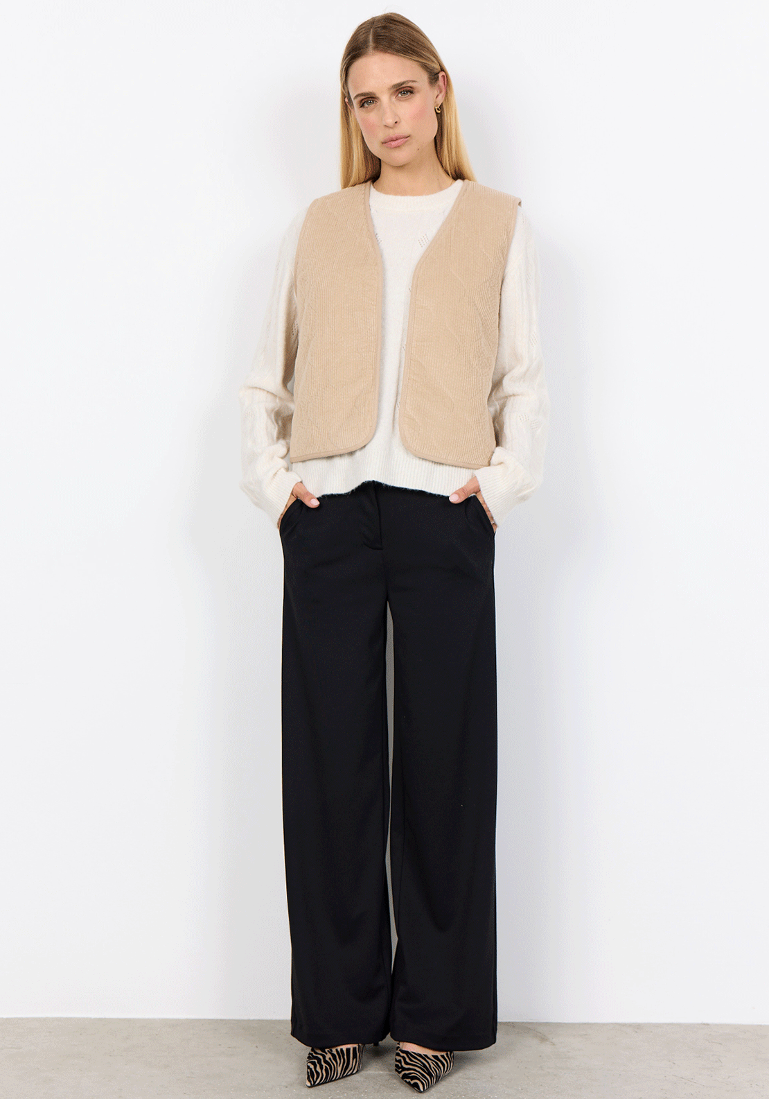 Soyaconcept Bindi Cord Borg Lined Waistcoat, Beige