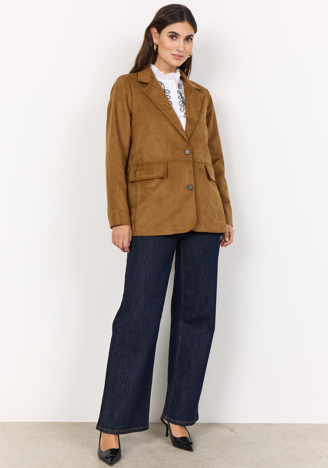 Soyaconcept Vesna Faux Suede Blazer, Tan
