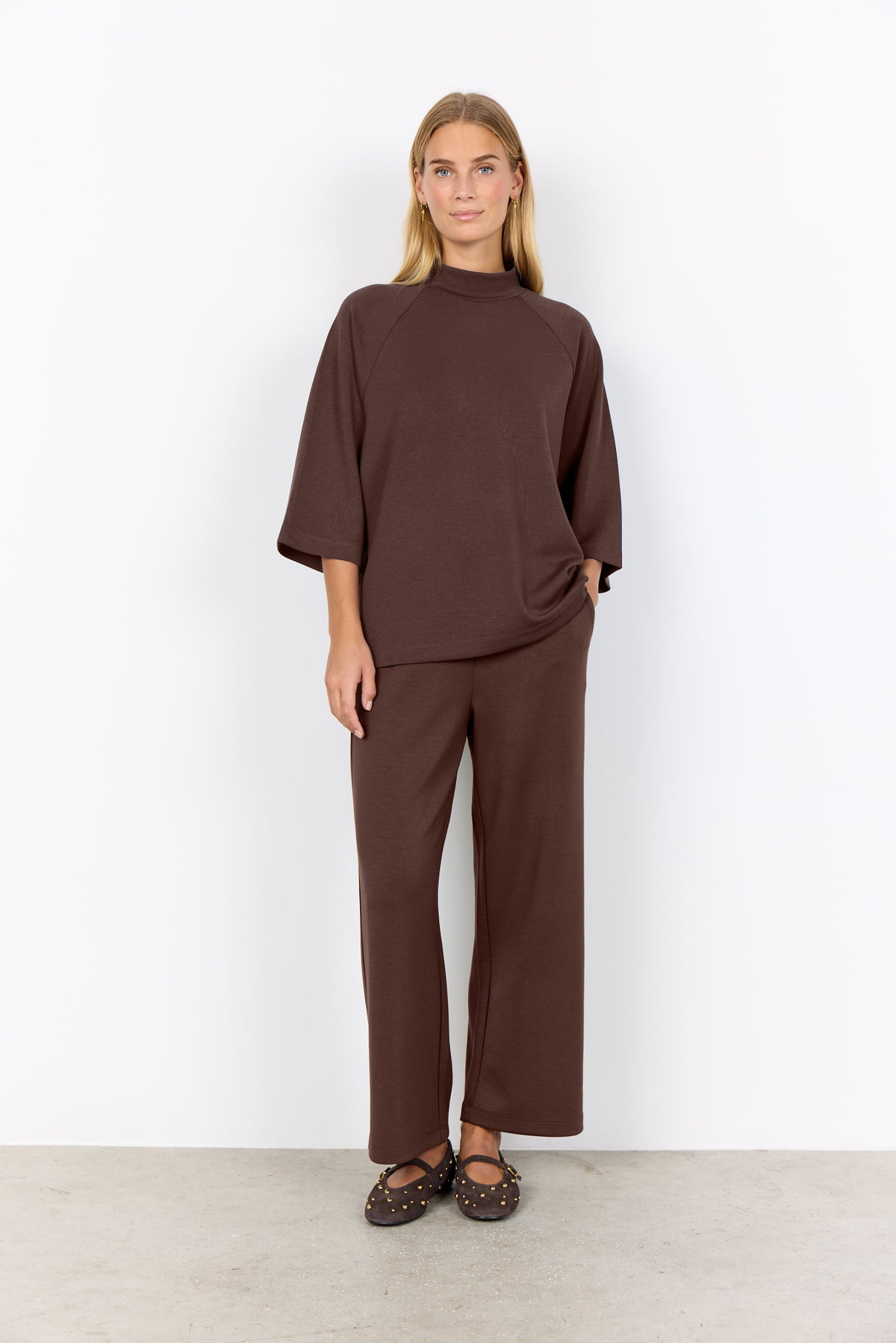 Soya Concept Banu Flare Sleeve Jumper, Brown