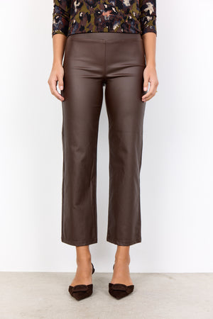 Soya Concept Pam Leather Trousers, Brown