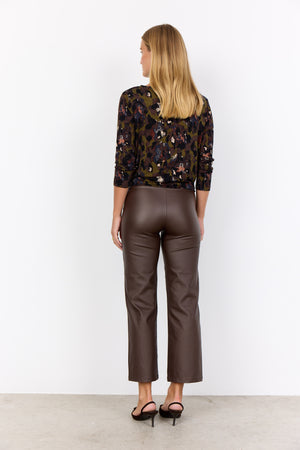 Soya Concept Pam Leather Trousers, Brown