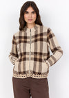 Soyaconcept Vibsa Check Knit Zip Through Cardigan, Beige