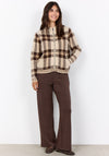 Soyaconcept Vibsa Check Knit Zip Through Cardigan, Beige