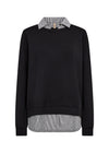 Soya Concept Banu Jumper with Striped Shirt Collar, Black