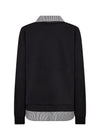 Soya Concept Banu Jumper with Striped Shirt Collar, Black
