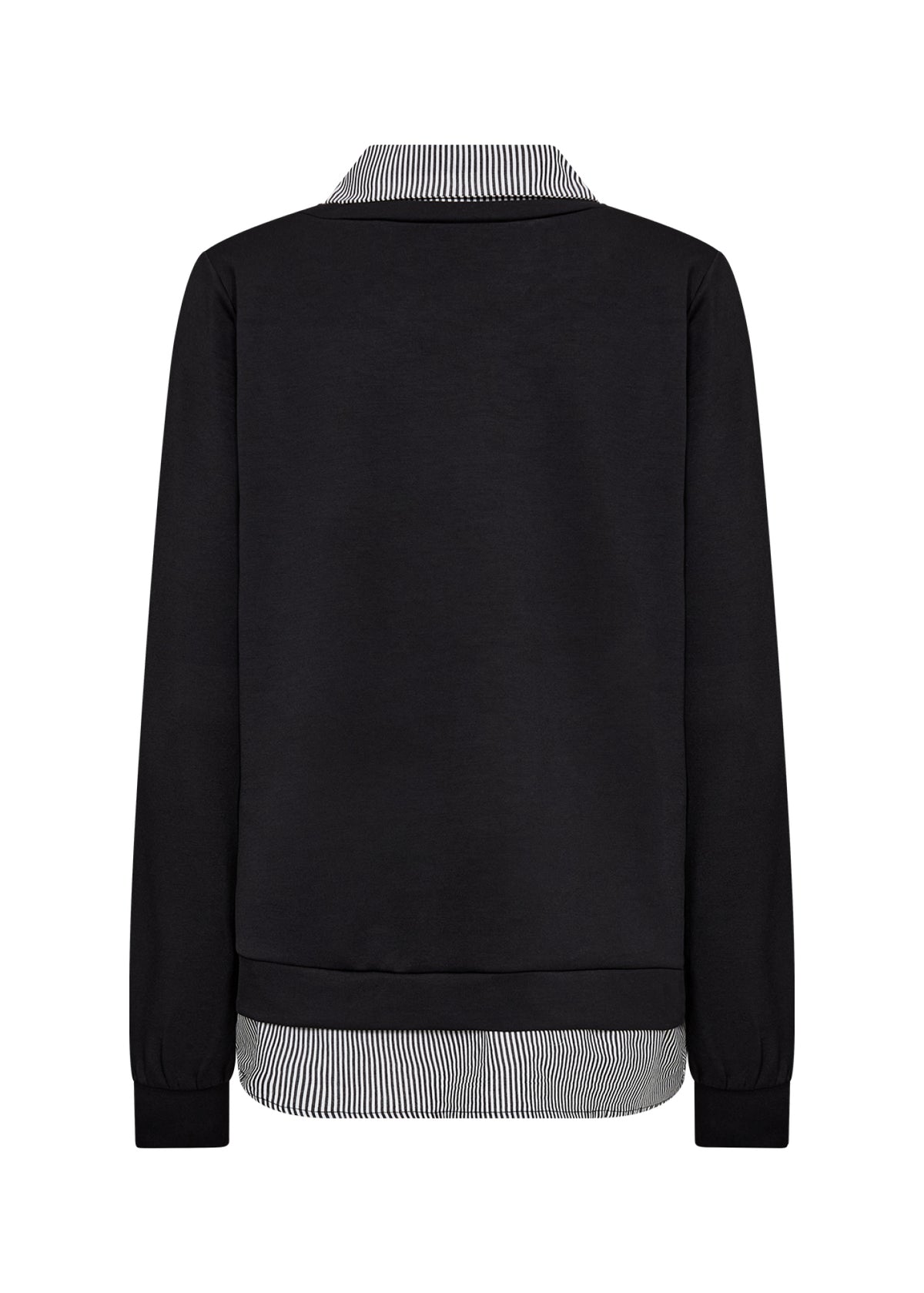 Soya Concept Banu Jumper with Striped Shirt Collar, Black