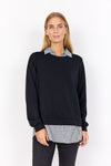 Soya Concept Banu Jumper with Striped Shirt Collar, Black